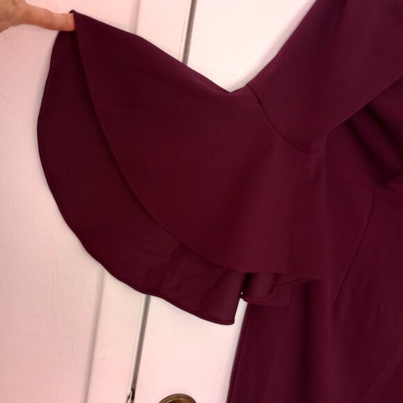 Calvin Klein Deep Purple Off Shoulder Bell Sleeve Dress - Picture 4 of 10